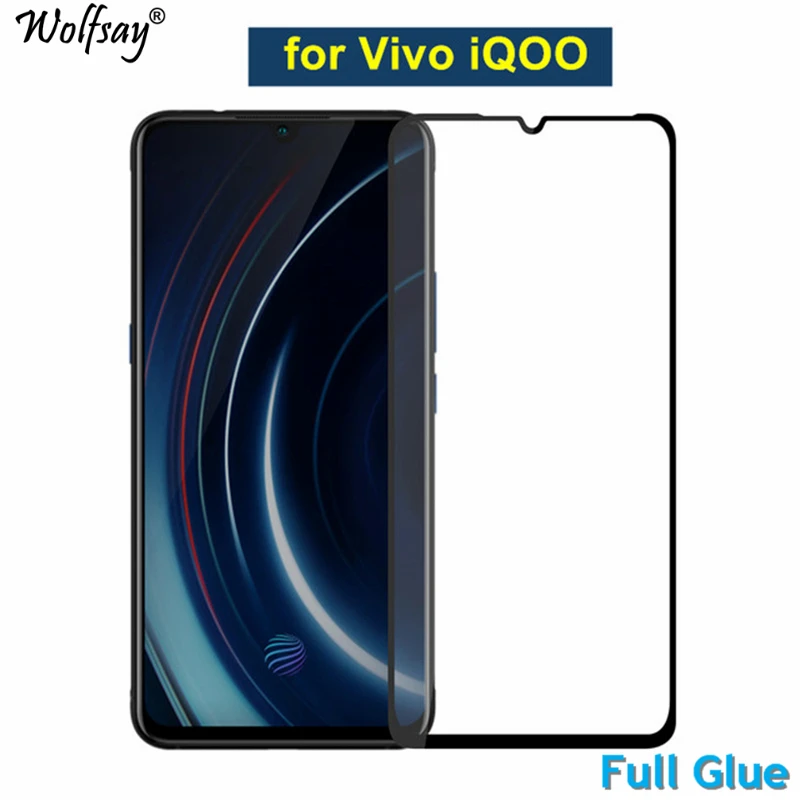 2 uds Protector de pantalla de pegamento completo para Vivo iQOO vidrio templado vivo iQOO cubierta completa vidrio Vivo iQOO 9H 2.5D pel&iacute;cula de calidad suprema Wolfsay-0