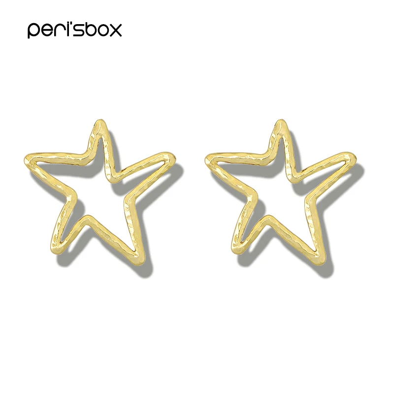 Женские серьги-кольца Peri'sBox шикарные золотистые/Серебристые геометрические