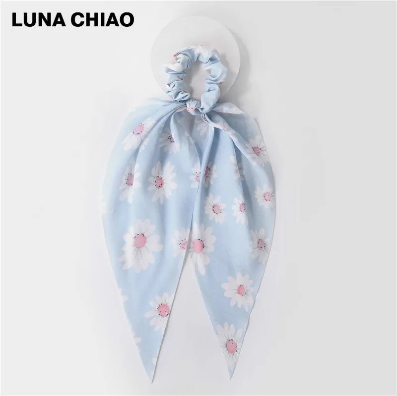 3 LUNA CHIAO Fashion Women Hair Accessories Hair Tie Ponytail Holder Fabric Hair Scarf Scrunchies - Цвет: 3
