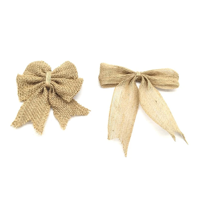 Crafts Lace Ribbon Bows Bowknot For Hristmas Tree Ornaments Natural Burlap Bow Ties For Bow-Knot Wedding Marriage Party