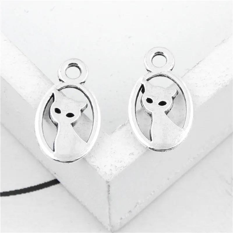 20 шт. серебряный цвет милый кот амулеты кулон в виде животных ручная работа