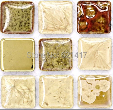 Желтая золотая хаки фарфоровая мозаика кухонная плитка Backsplash HL HMCM1009L напольная