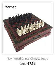 Yernea Ретро шахматы набор настольные игры Смолы Шахматы терракотовые воины реалистичные части высокой плотности доска паста 26*26*6,5 см подарок