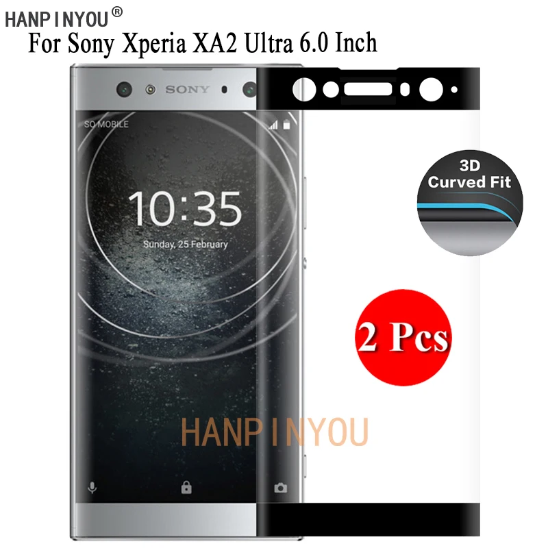 2 Pcs For Sony Xperia XA2 Ultra / Dual H3213 9H Ultra Thin 3D Curved Full Cover Screen Protector Tempered Glass Protective Film