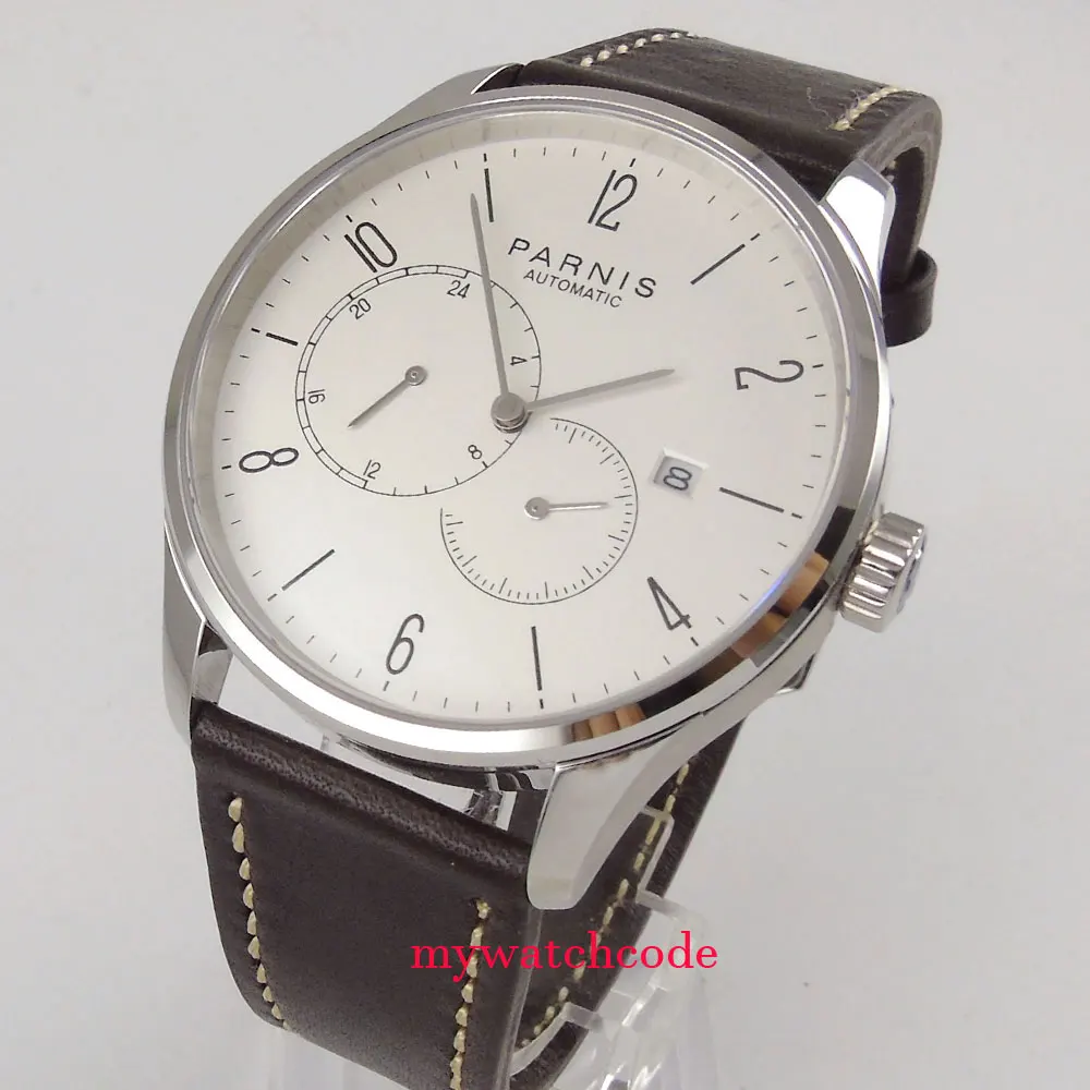 

42mm Parnis white dial Sapphire glass stainless case Miyota automatic mens watch