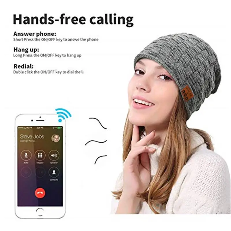 С наушниками Bluetooth бини шапка Кепки Беспроводной наушники гарнитуры с для Для