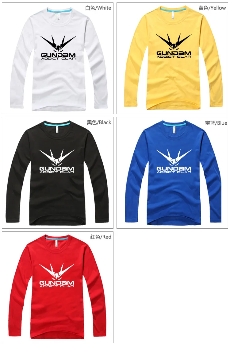 Горячая игра Аниме тройник Gundam антенна шаблон футболка с длинным рукавом AC72 |