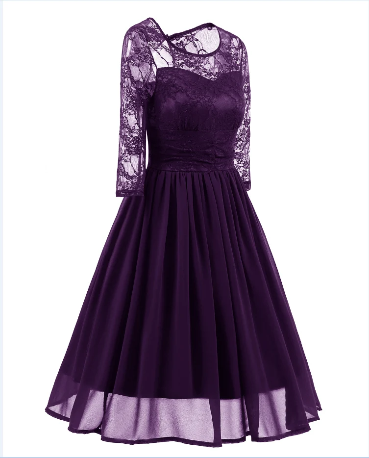 Новинка 2017 Осень Ретро шифоновое платье Элегантное праздничное платье|Женские