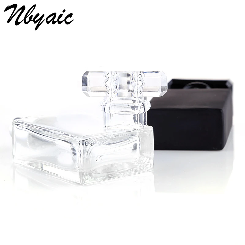 1Pcs30ml50ml высококачественный стеклянный флакон для духов бутылка для парфюмерии с распылителем прозрачный черный флакон-спрей кристально прозрачный квадратный