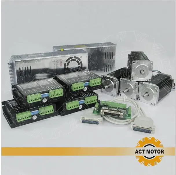 Ship From DE! ACT Motor 4Axis Nema23 Stepper 23HS8430 4-Lead 270oz-in 76mm 3A Bipolar+Driver DM542 4.2A 50V 128Micro+Power | Обустройство