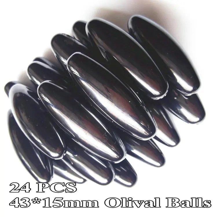 43x15mm 24pcs Эллипсоид, забота о здоровье, потеря энергии, ферритовые магнитные шарики, оливковые блестящие сферы, змея, яйца, Базз, игрушка, керамические ювелирные изделия, шар, постоянный - Цвет: 43x15mm 24pcs