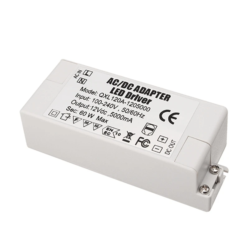 Jiguoor AC100 240V к DC12V 5A 60 Вт Светодиодный источник питания трансформатор адаптер