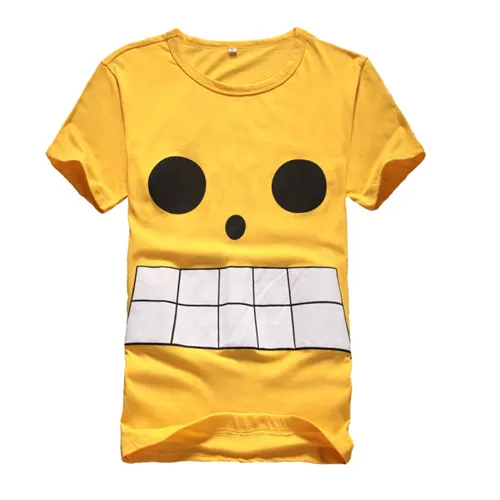 Аниме one piece Monkey D Косплей Луффи костюм футболки повседневные желтые Топы 2 стиля - Цвет: O Neck