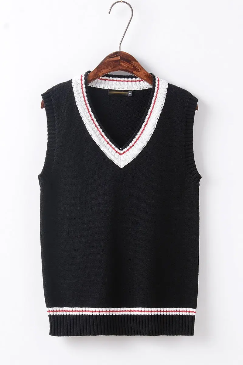 Черный мужской и жилет в полоску с V-образным вырезом | Женская одежда