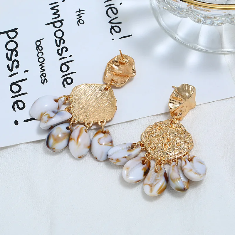 Богемные серьги с подвеской в виде морских ракушек европейские и американские