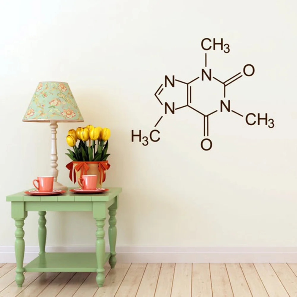 Caffeine составная молекула виниловая наклейка на стену для магазина кофе дома