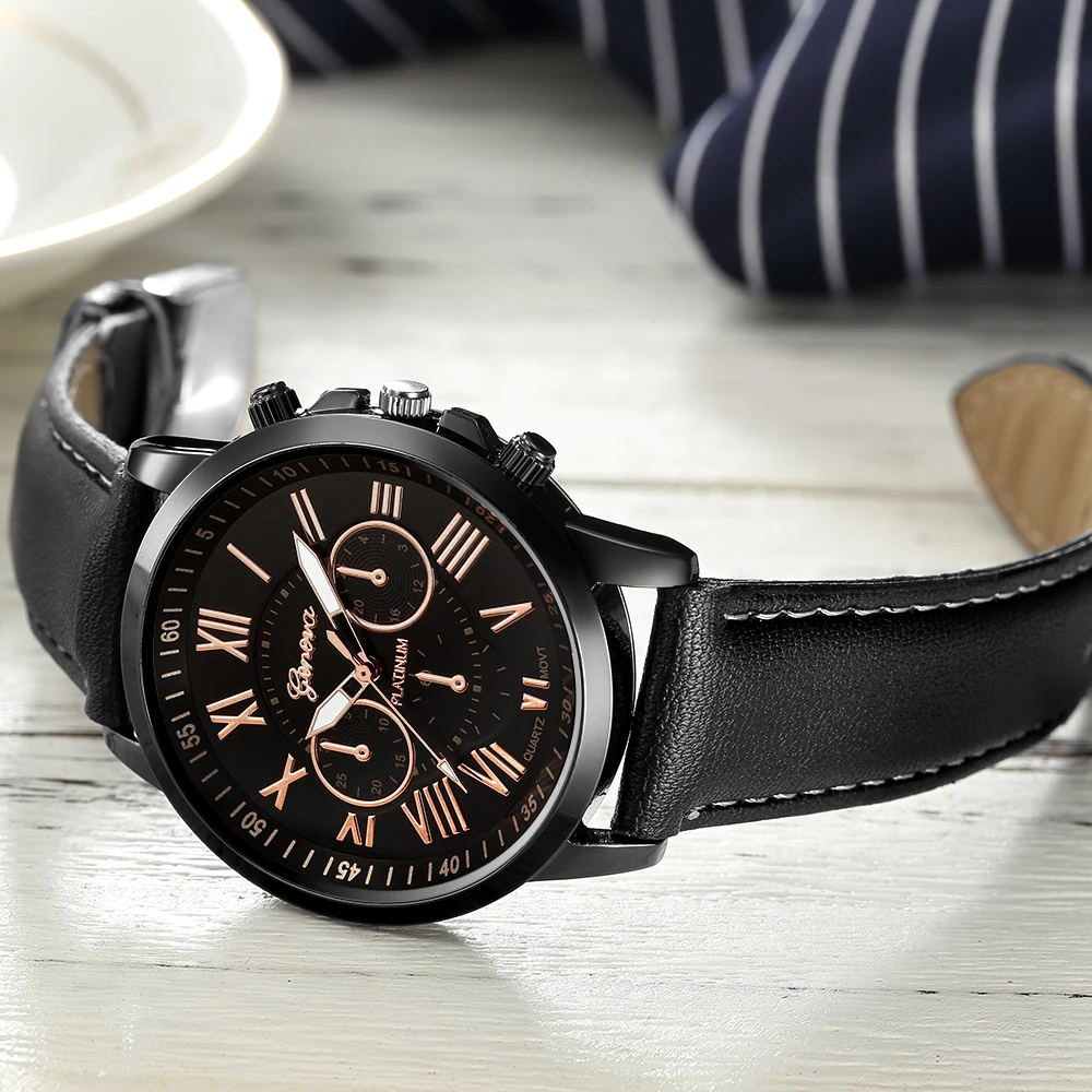 Men Business Watch Fashion Simple Style Cheap but Exquisite Leather Strap Wrist Geneva Movement Male Clock Dropshipping | Наручные часы