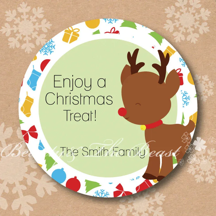 Ручной работы рождественские наклейки с оленями метки Рождество подарок