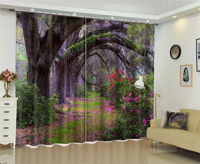 

Violet tree Luxury Blackout 3D Window Curtains Living Room office Bedroom Drapes Cortinas Rideaux Customized size pillowcase