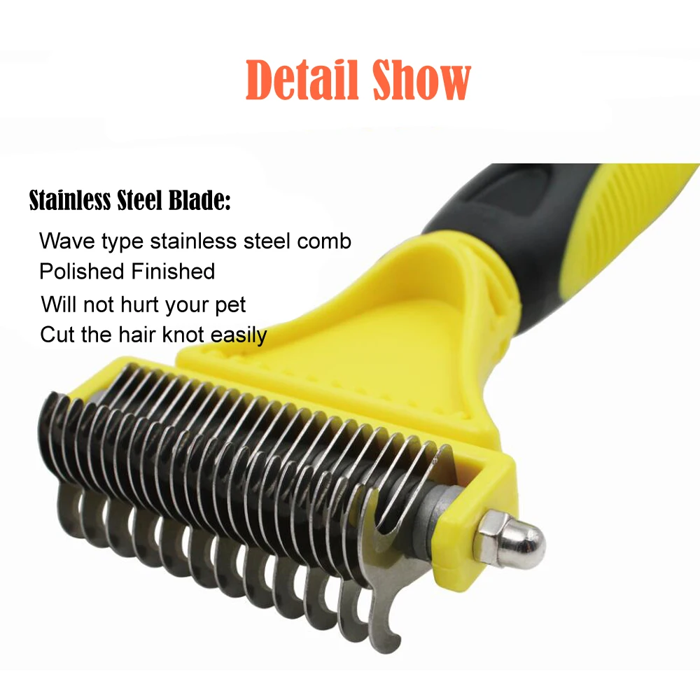 Расческа для собаки с двухсторонним гребнем для расчесывания и распутывания шерсти, расческа для кошек, триммер для сбривания шерсти, инструмент для груминга животных, машинка для удаления шерсти 11/23 лезвий.