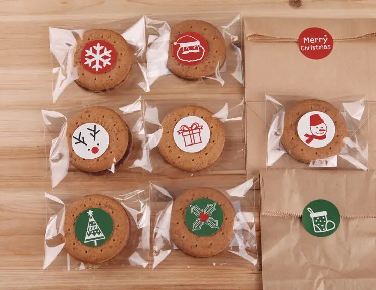 117 шт. наклейки на этикетки с печатью милый Санта-Клаус снеговик олень тег подарок