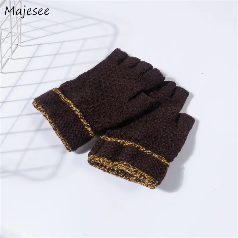 

Gloves Men Fingerless Knitting Soft Warm Simple Daily Outdoor Winter Mittens Mens Trendy Students Gloves Fashion High Quality