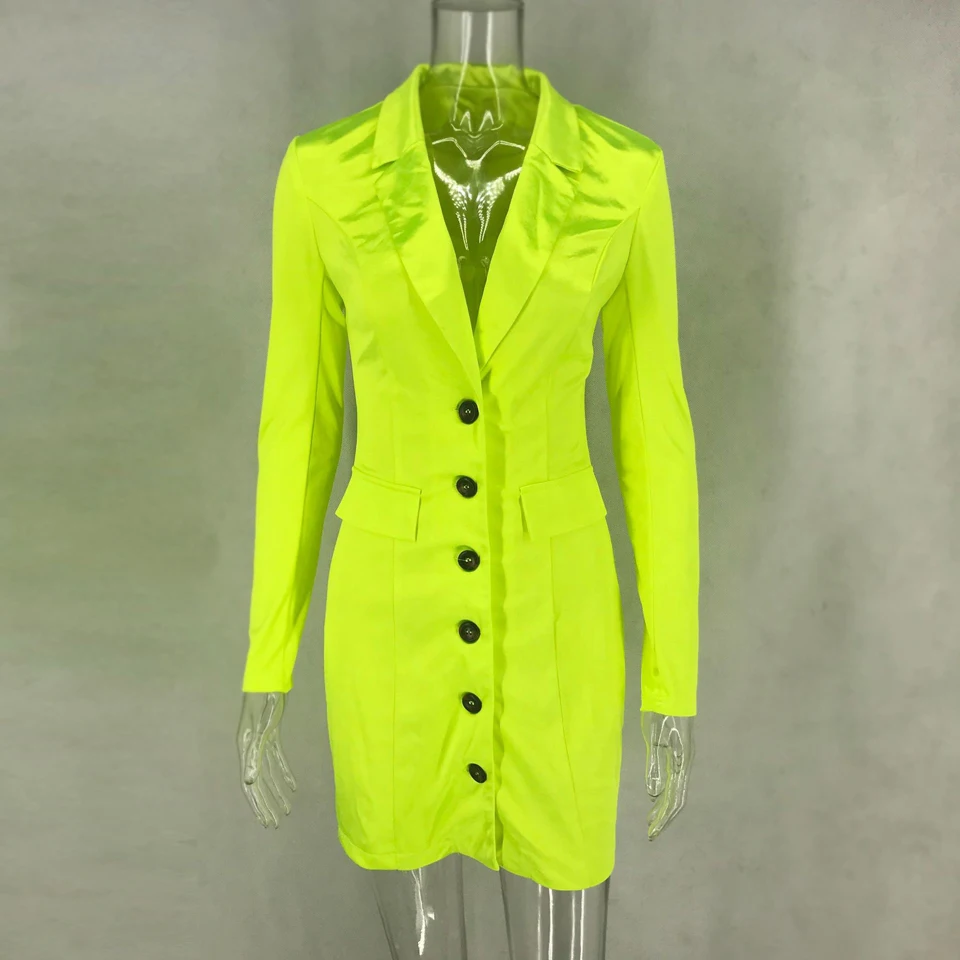 Женское офисное платье блейзер Karlofea элегантное облегающее неонового цвета