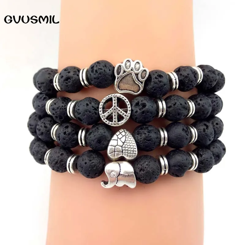 GVUSMIL Pulseras mujer The bear's paw браслет со слоном натуральный камень матовая лава