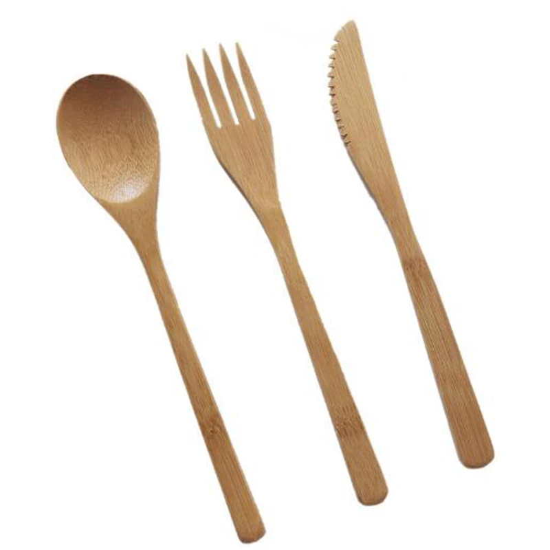 Набор бамбуковых ложек и вилок 3 шт. многоразовые бамбуковые столовые приборы