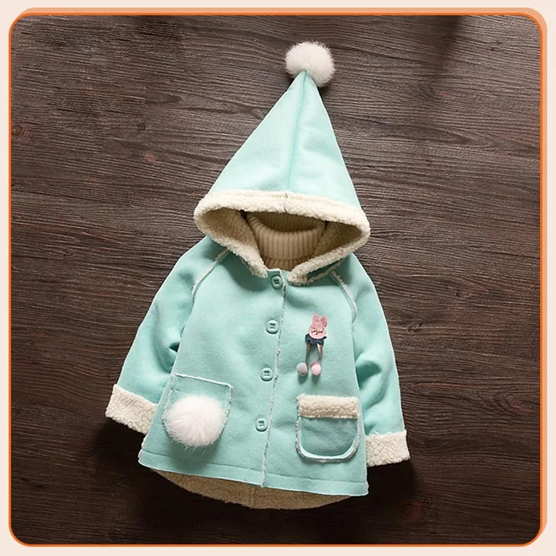 Детская куртка с капюшоном BibiCola теплая зимняя мультяшным рисунком для маленьких