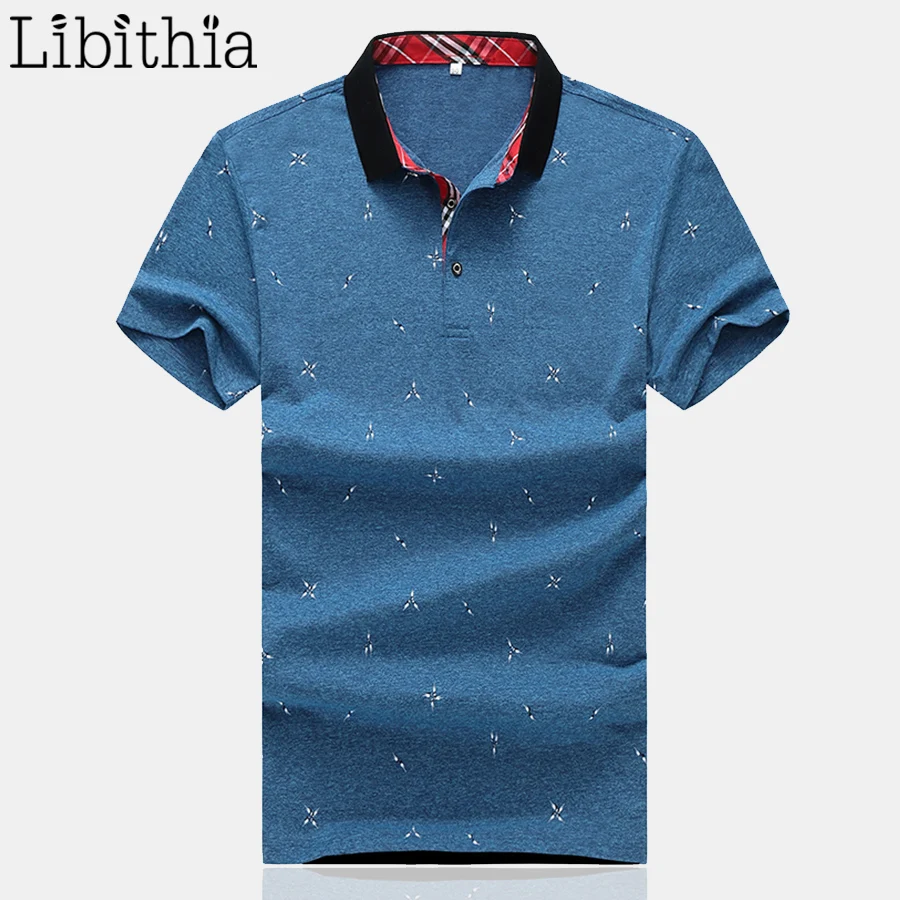 Мужская Повседневная дышащая рубашка поло голубое темно синее или фиолетовое с