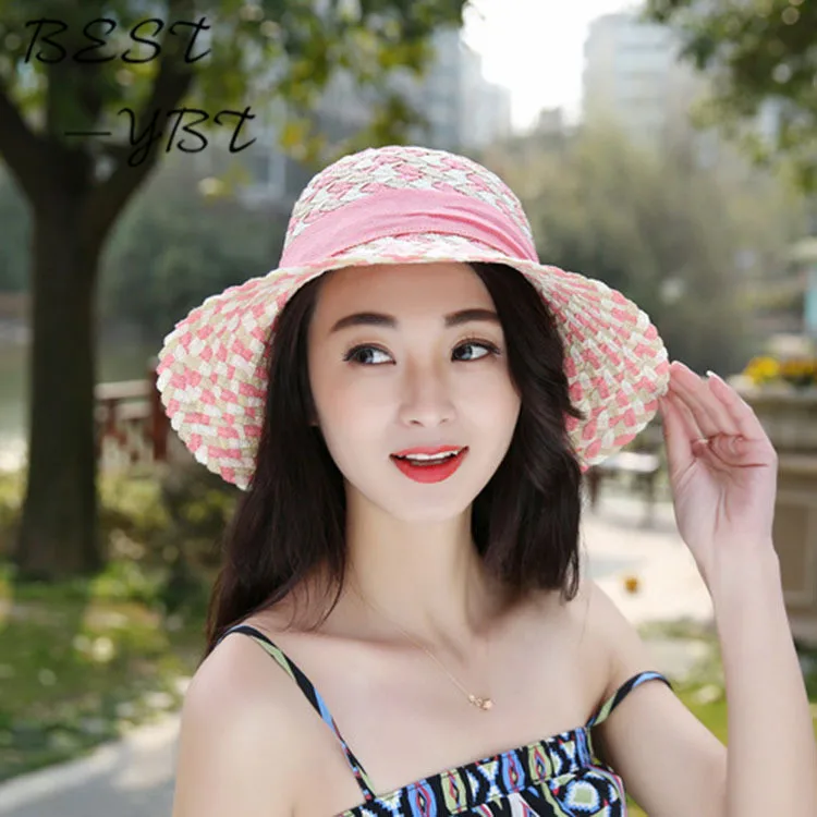 Ms. Летняя новая соломенная шляпа от солнца пляжный отдых вдоль бассейна большая в