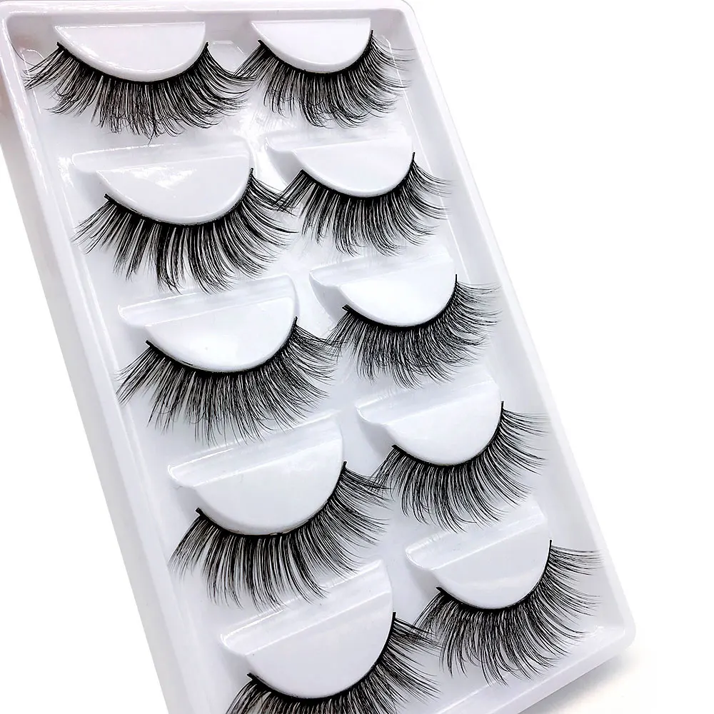 

NEW 5 pairs eyelashes 3d mink lashes natural long 1 box mink eyelashes 1cm-1.5cm 3d false eyelashes full strip lashes