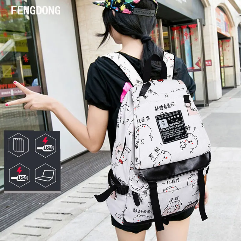 Fengdong Lightweight Canvas Bookbags Water Resistant School Backpacks Most Durable Bag for Teenage Girls and kids | Багаж и сумки