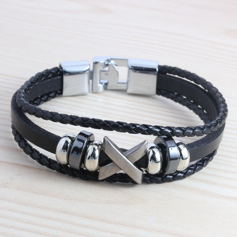 Бесплатная доставка 1 шт. Мода панк кожа ручная работа браслет из бусин