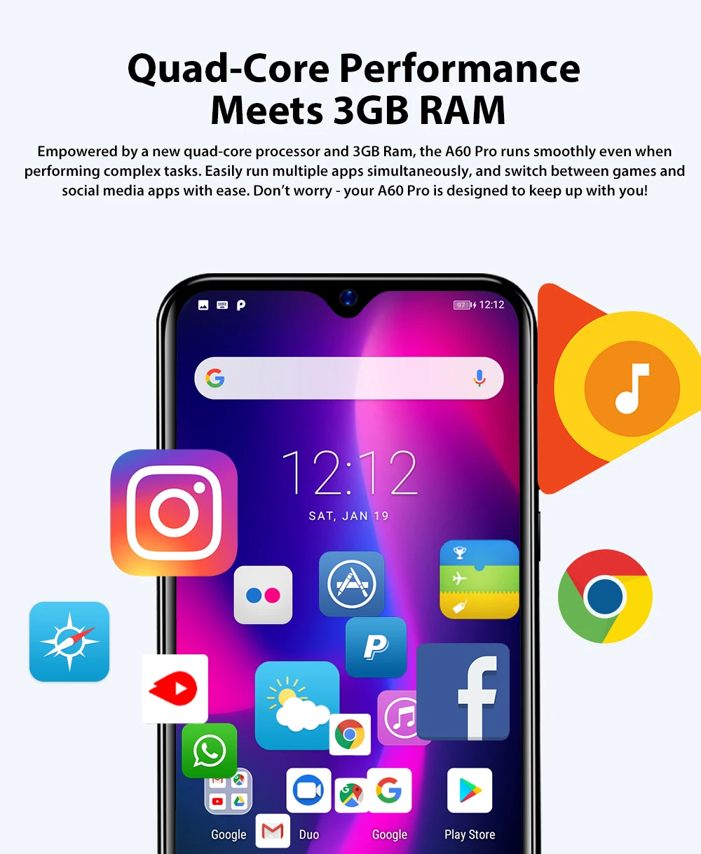 Blackview A60 6 1 дюймов в виде капли воды Экран мобильный телефон Android 8 13MP 16 GB сотовые