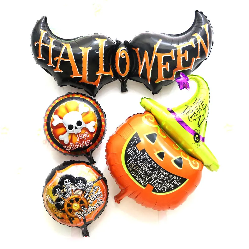 4 шт. голова тыквы большие летучие мыши пиратский череп шарики из фольги разных