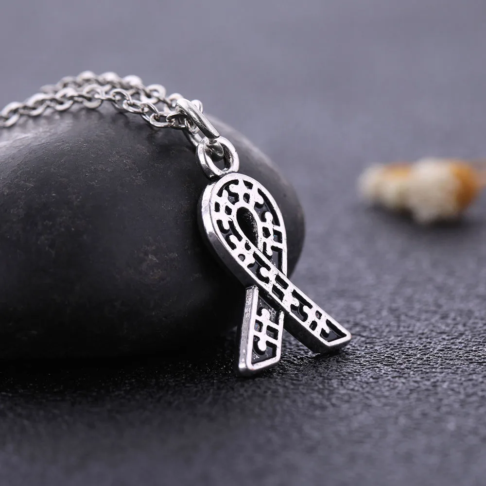 Teamer серебряный цвет подвеска-лента для ожерелья женщин символ рак груди