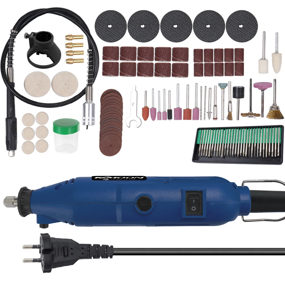 KKmoon 180 Вт 6 передач контроль скорости Мини электрическая дрель Dremel гравировальный станок полировальный станок Набор DIY электродрель инструменты - Цвет: Синий