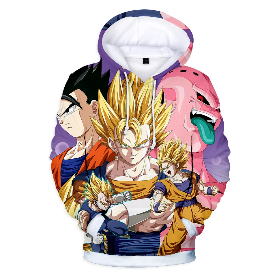 Мужские толстовки с капюшоном Dragon ball 3D принтом в стиле аниме на осень и зиму