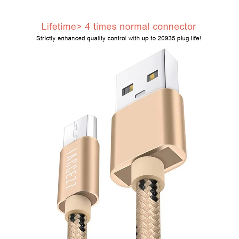 ! ACCEZZ Нейлон Micro USB кабель 2.4A Android телефон провод для быстрой зарядки samsung S7 Xiaomi Redmi