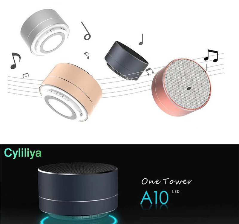 20 шт. Новый светодиодный мини Bluetooth динамик A10 TF USB FM беспроводной портативный
