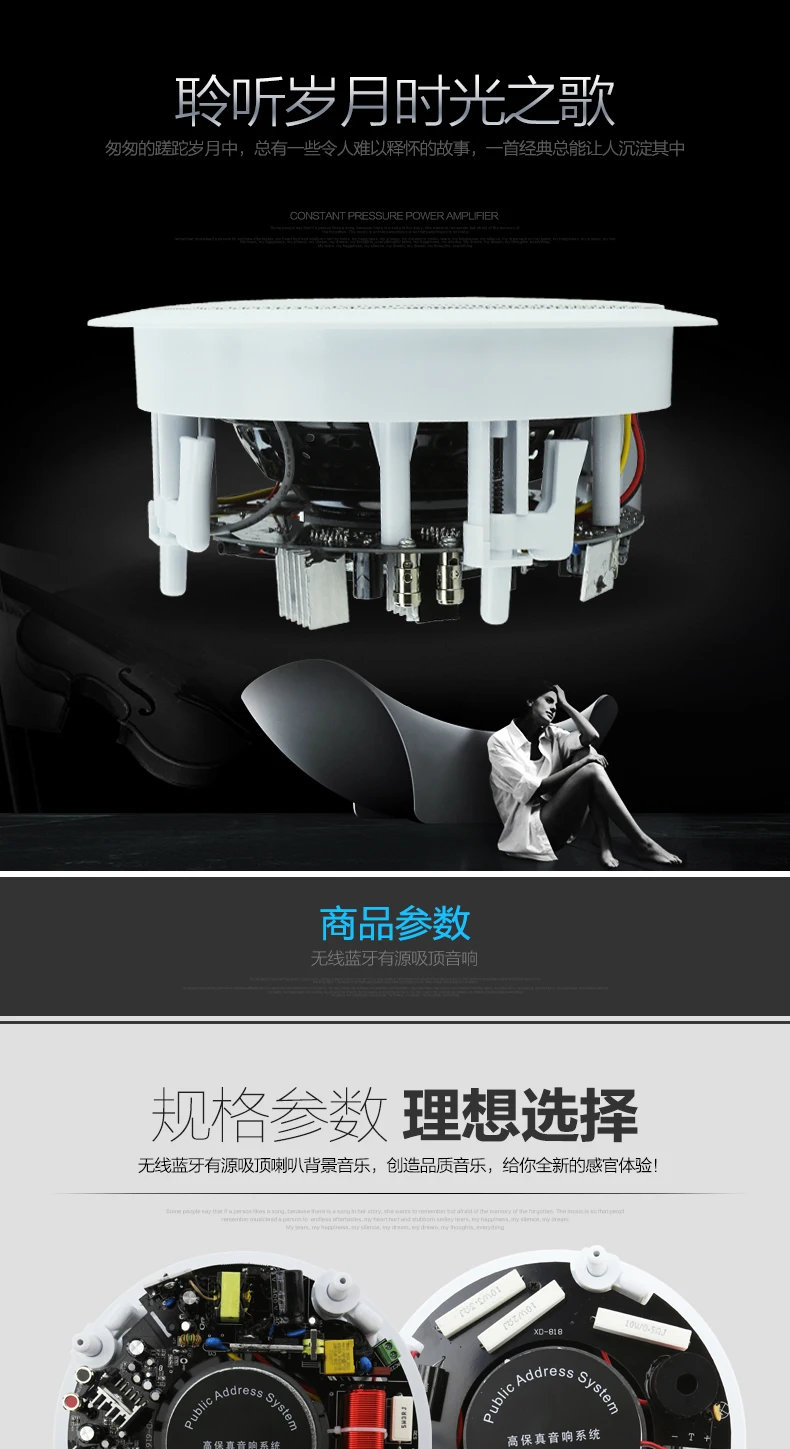 N618-BT Беспроводная Bluetooth активная фоновая музыкальная потолочная акустическая система 1 основная+ 1 вспомогательная+ пульт дистанционного управления+ настенная панель