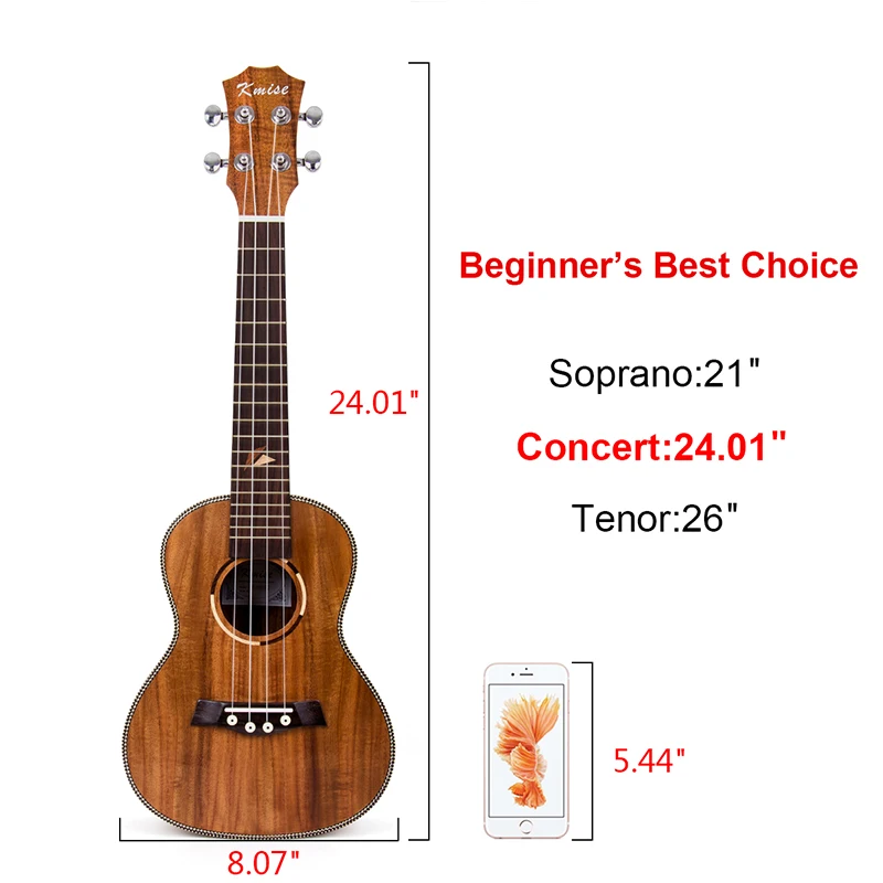 Kmise концертная Гавайская гитара Acacia Ukelele uke 23 дюймов 18 ладов Aquila String с Gig Bag|string