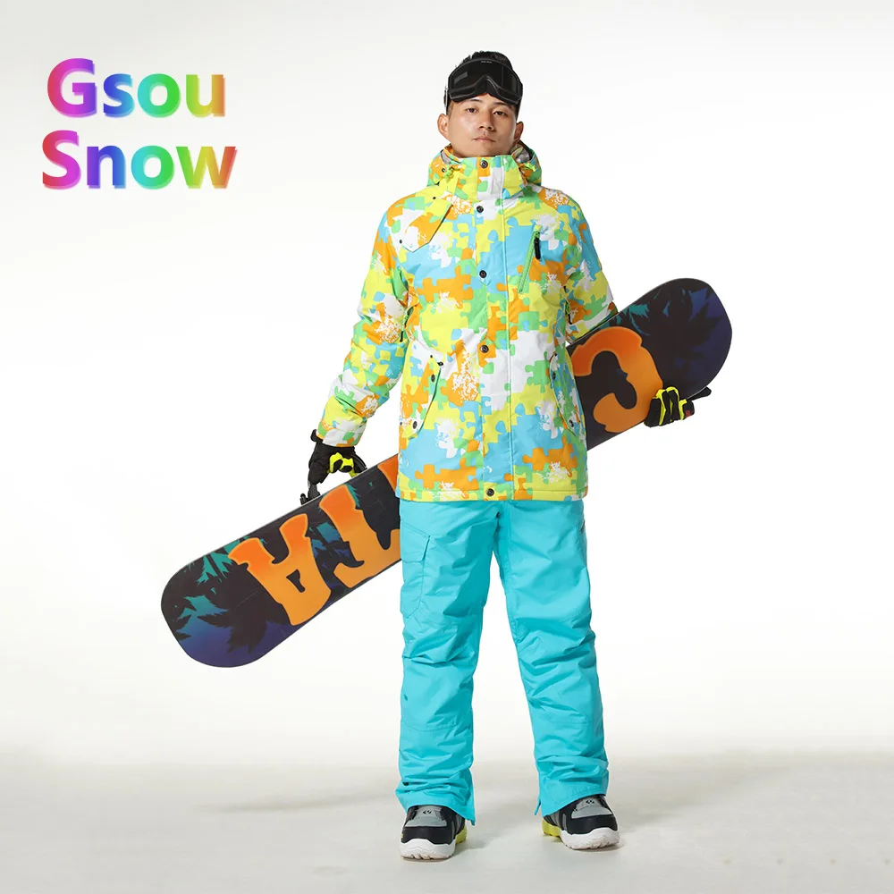 Gsou Sonw Outdoor Sports Winter Men's Skiing Clothing Snowboarding Sets Warmer Ski Jackets Waterproof Pants Suits|suit suit|suit waterproofsuit