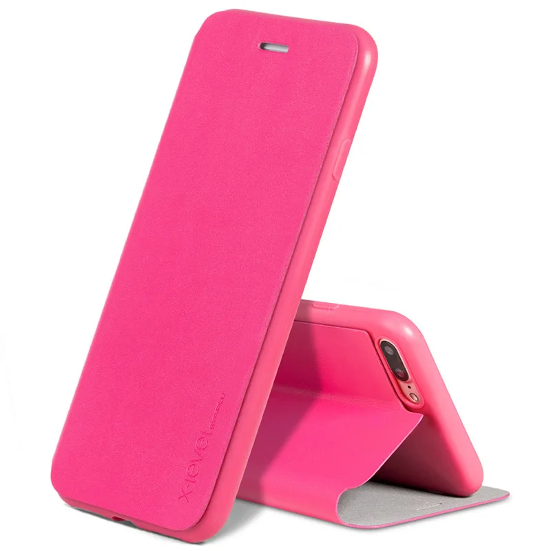 Розово-красный X-уровень книга кожаный флип чехлы для iPhone 5S SE 6 6 S 7 8 плюс ультра тонкий Бизнес роскошная кожаная чехол для Iphone Xs - Цвет: Розово-красный