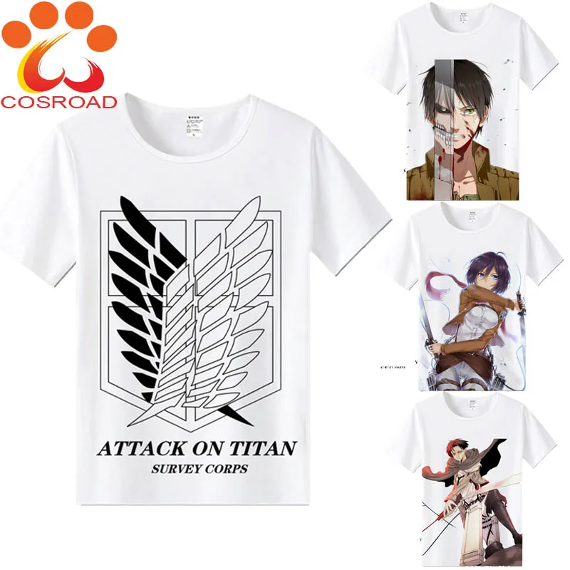 Cosroad Attack On Titan косплей футболка для взрослых Mikasa Ackerman костюм Мужская женская с