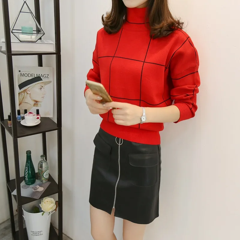 Neploe Autumn Winter Pullovers Turtleneck Women Sweaters Batwing Sleeve Plaid Thick Sueter Mujer Korean 68154 | Женская одежда