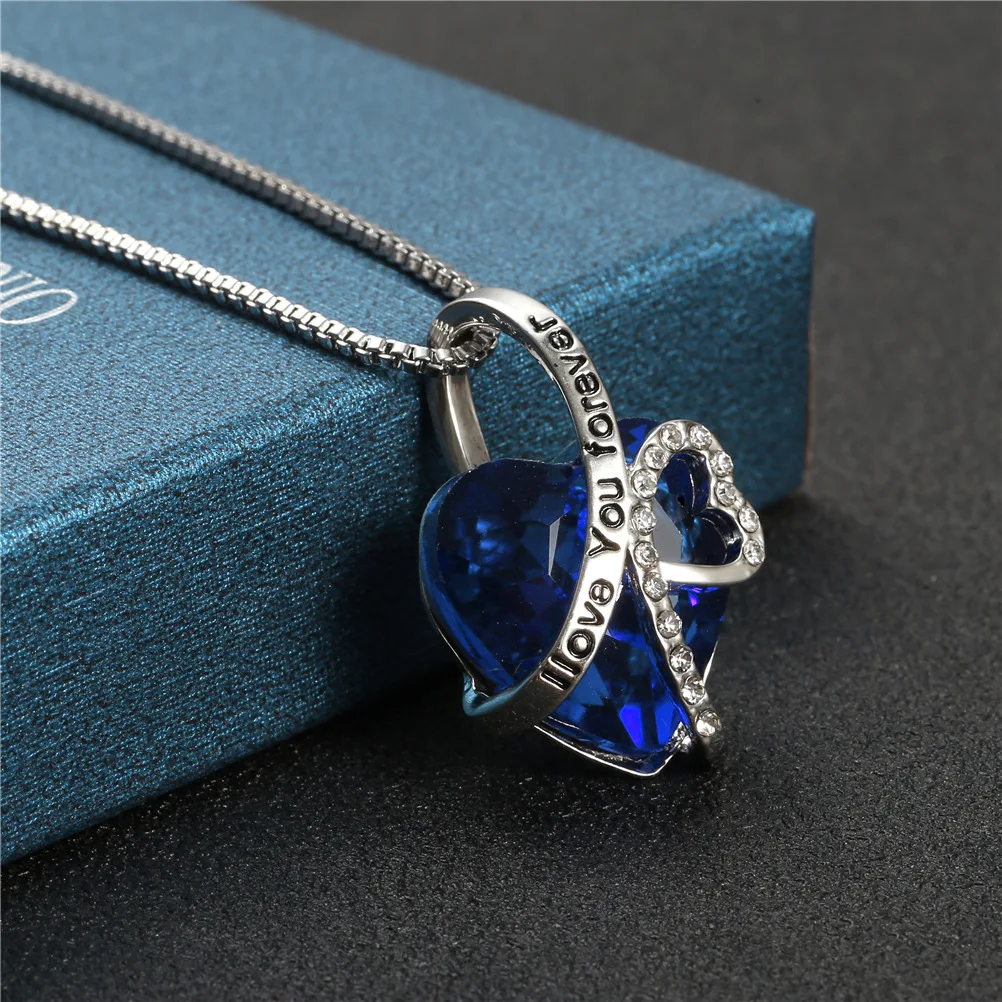 GB i love you forever ocean сердце Персиковое Кристальное ожерелье длиной до ключиц с
