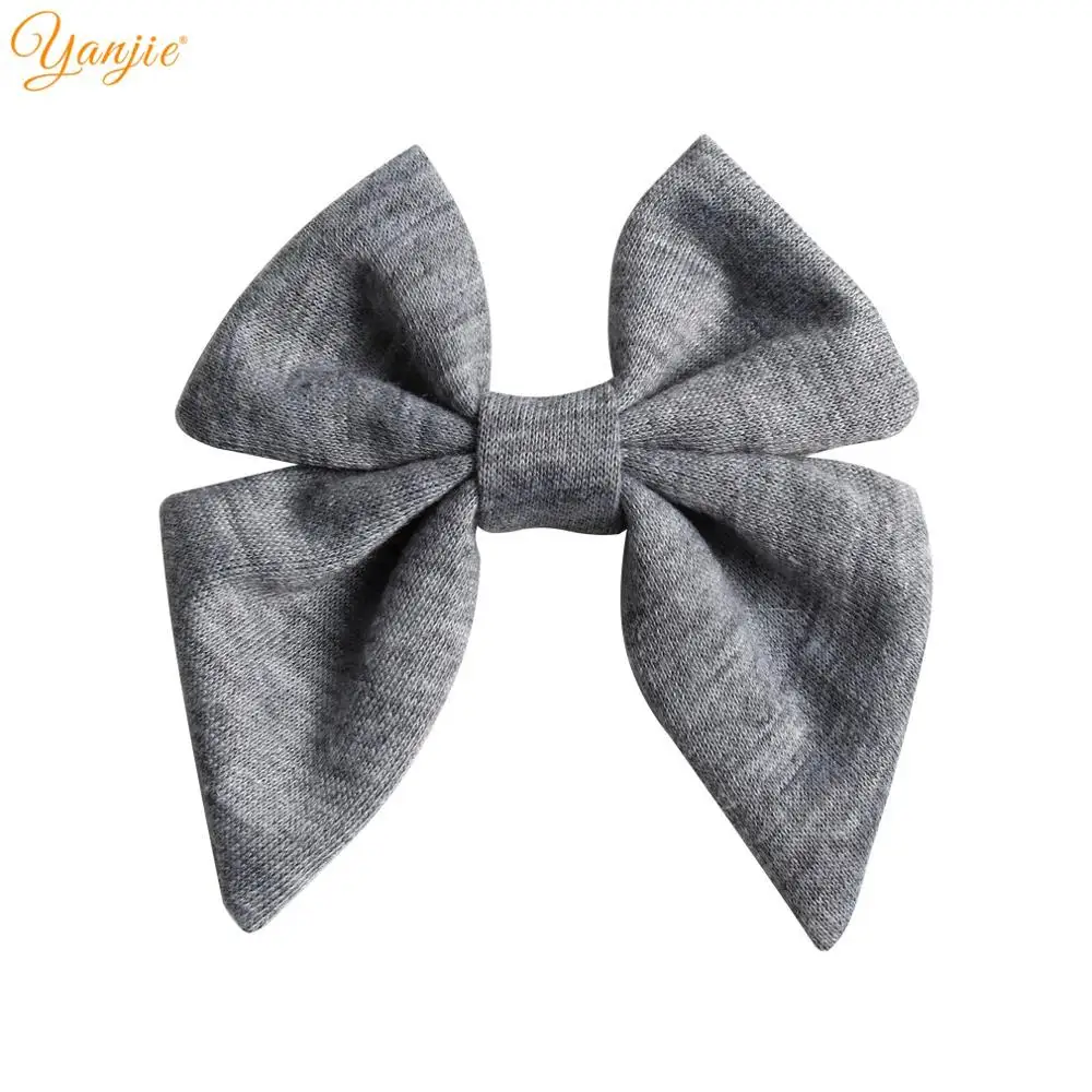 gray 10 шт./лот 3 ''цельная Матросская бант для волос для девочек из хлопка с бантиком, Заколки для волос; повязка на голову" сделай сам "из мягкого Головные уборы аксессуары для волос - Цвет: gray
